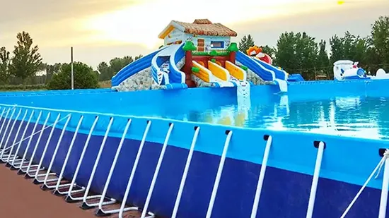 Piscina mobile pieghevole per esterni con struttura in metallo per bambini adulti in PVC di design alla moda